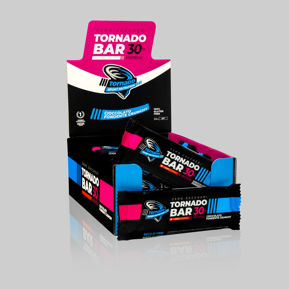 Tornado PROTEIC BAR 30% Cioccolato Fondente - Confezione 24 Barrette da 30 g.  