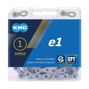 Catena KMC e1 EPT per cambio al mozzo - 1/2 x 3/32", sottile, 110 maglie,argento