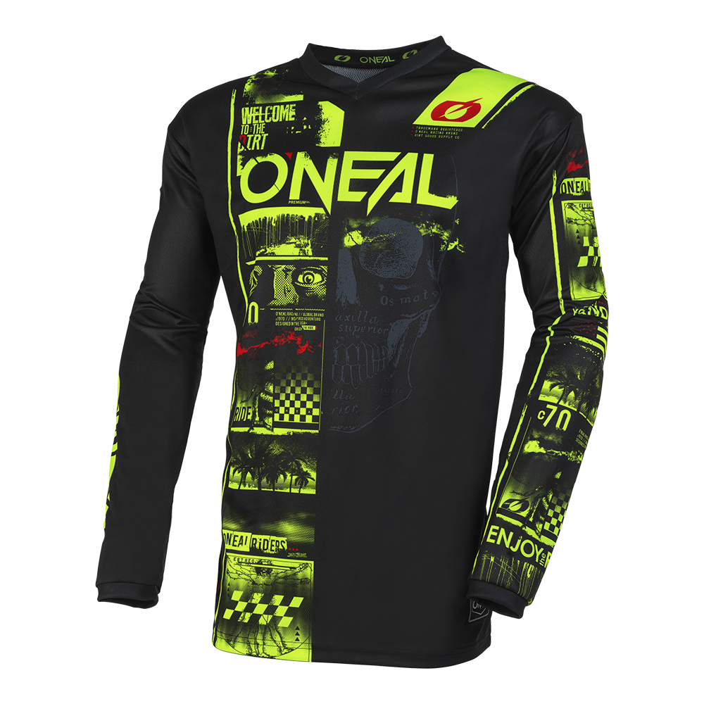 Maglia O'Neal maniche lunghe ELEMENT Attack NERO / NEON GIALLO