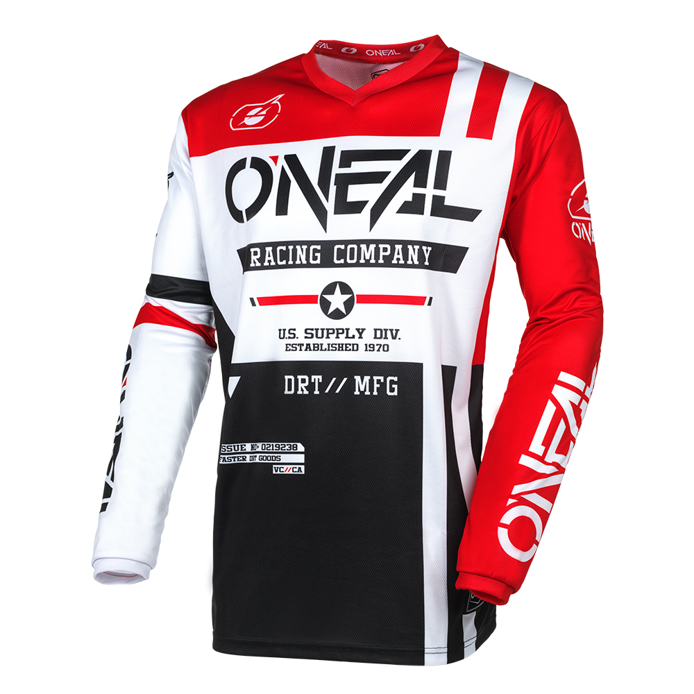 Maglia O'Neal maniche lunghe ELEMENT Warhawk NERO / BIANCO / ROSSO