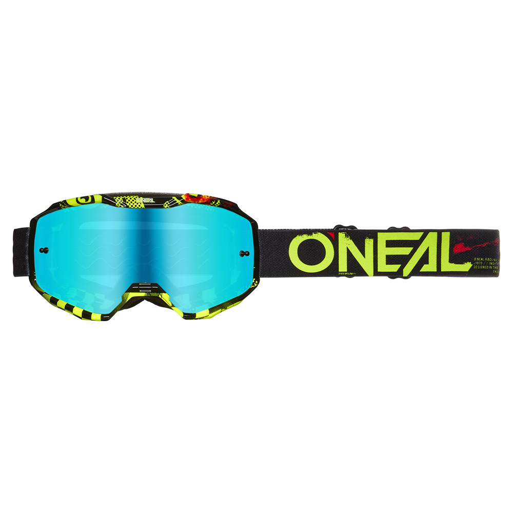 Maschera O'Neal B10 Attack UNICA NERO / GIALLO NEON - BLU RADIUM