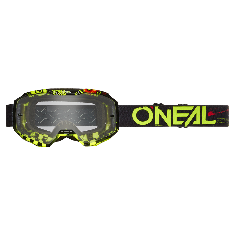 Maschera O'Neal B10 Attack UNICA NERO / GIALLO NEON - TRASPARENTE